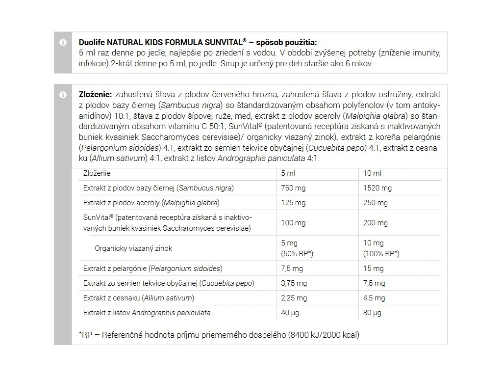 DuoLife SunVital Natural Kids Formula 150 ml – Obrázok 3